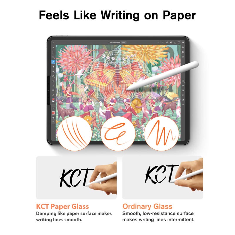 KCT Paperfeel Glass Screen Protector Compatible with iPad Pro 11 inch (2022&2021&2020&2018) / iPad Air 5th/4th (10.9 inch, 2022/2020) Draw as Paper, Anti Glare, EZ Kit - Image 5
