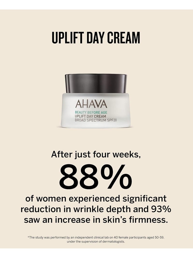 AHAVA - AHAVA Uplift Day Cream, Broad Spectrum SPF20 - Rich Hydrating Cream to Lift, Firm & Tighten Skin, Reduces Deep Wrinkles, Protects from UVA/B damage, with Exclusive Osmoter & Tripeptide 38, 1.7 Fl.Oz - Image 1