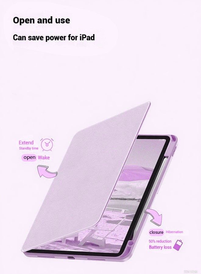 iPad 11th Generation Case (A16 2025) And iPad 10th 10.9 Inch Case With Pen Slot/Tablet 360° Rotating iPad Case/Auto Sleep/Wake Slim Stand/Transparent Tpu Protective Case/AED 29 Gift Set Anti-Glare Protective Film/Felt Tablet Pouch- Purple - Image 3