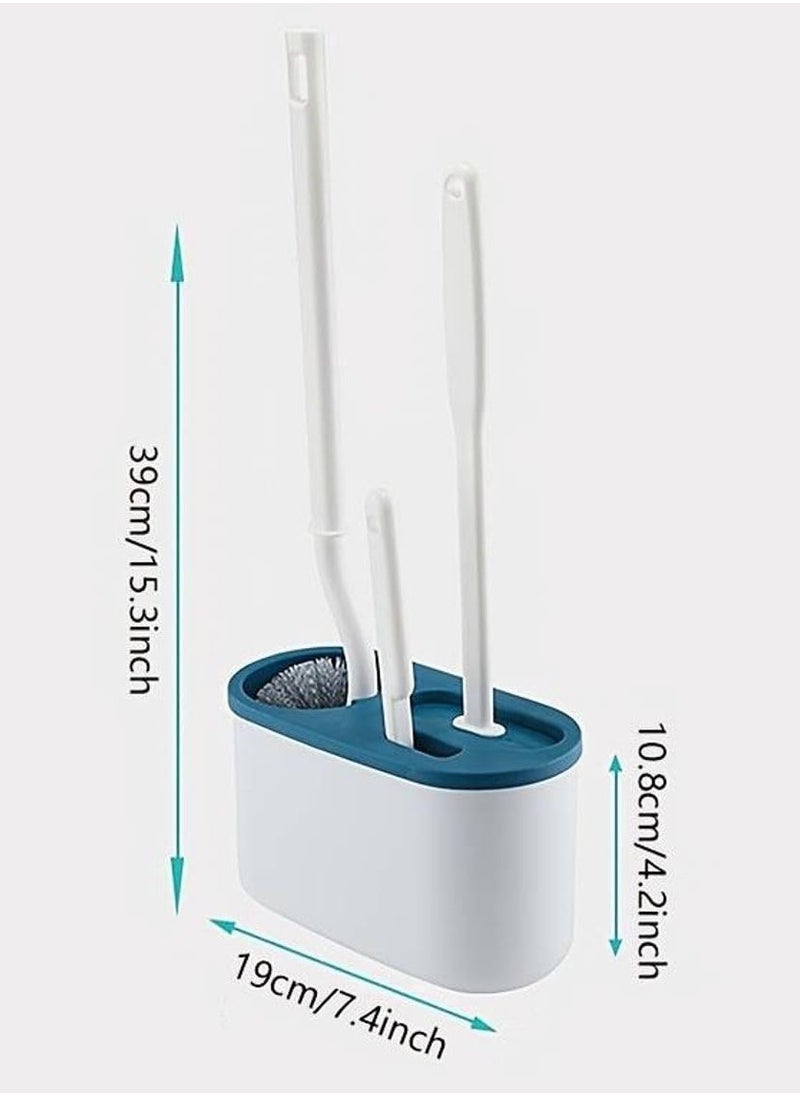 Alruht Toilet Brush, Silicone Toilet Brushes with Flexible Bristles, Toilet Brush with Quick-Drying Holder Set for Bathroom Blue  - Image 2