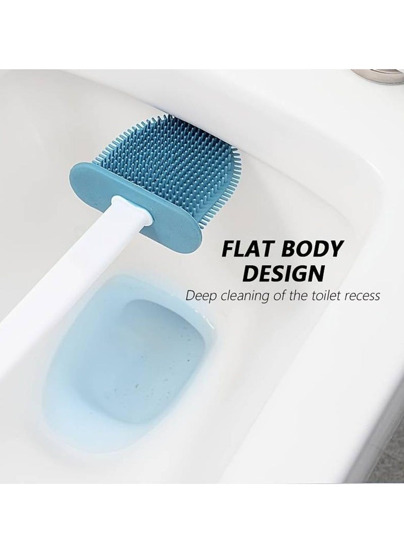Alruht Toilet Brush, Silicone Toilet Brushes with Flexible Bristles, Toilet Brush with Quick-Drying Holder Set for Bathroom Blue  - Image 3