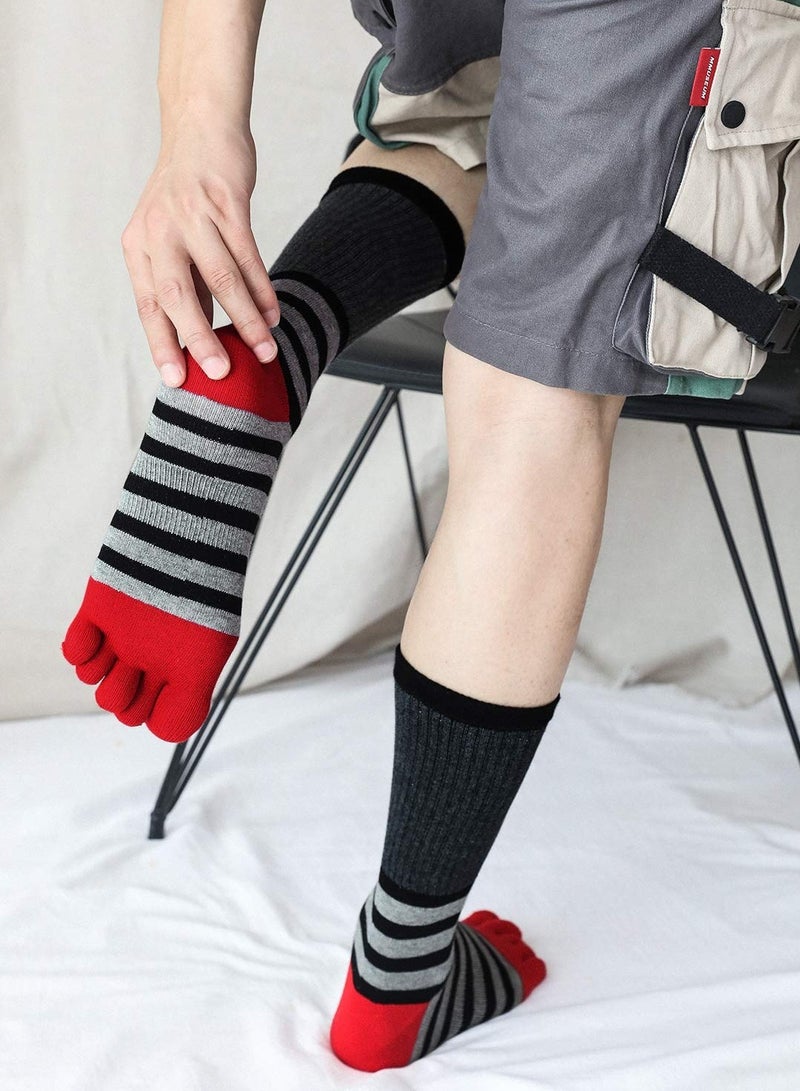 SYOSI Mens Toe Socks Running Five Finger Socks Mini Crew Sport Cotton Socks, 4 Pairs  - Image 3