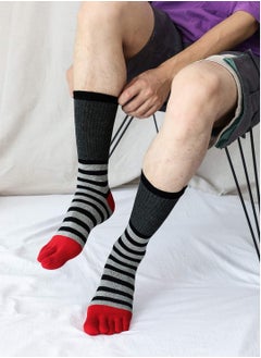 SYOSI Mens Toe Socks Running Five Finger Socks Mini Crew Sport Cotton Socks, 4 Pairs  - Image 2
