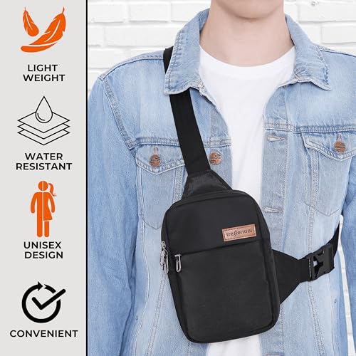 Tressential Black Cross-Body Bag with Adjustable Strap for Men Women | Sling Bag for Travel, Sports, Camping, Hiking (Small, Black) - Image 4