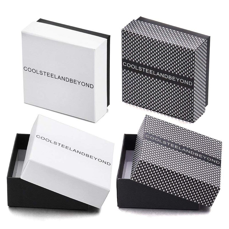 COOLSTEELANDBEYOND Men Double-Row Rough Rusty Brown Braided Leather Bracelet Bangle Wristband with Black Steel Ornament - Image 5