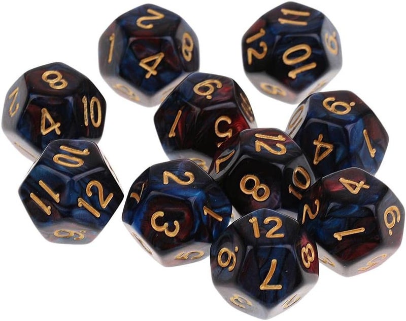 klarako10 Pieces of D12 12klarakoSided Polyhedral Dice for , Dice Set, Gift klarakoRed Blue, 12mm - Image 5