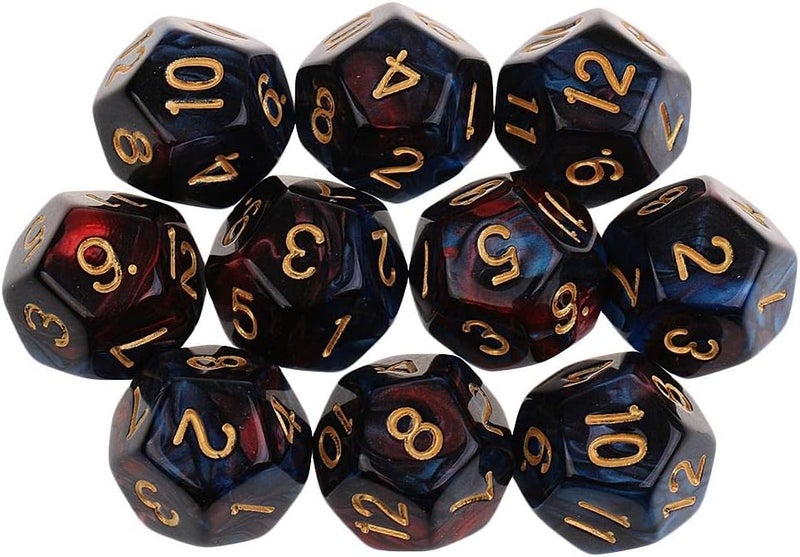 klarako10 Pieces of D12 12klarakoSided Polyhedral Dice for , Dice Set, Gift klarakoRed Blue, 12mm - Image 1