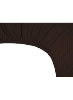 BSB HOME BSB HOME Cotton Solid/Stripes 220 TC Elasticated Fitted King Size Bedsheets with 2 Pillow Covers | Breathable | Size -78X72+10 Inches Deep Pocket Home-Hotels-Hospital-Guest House- Coffee  - Image 2