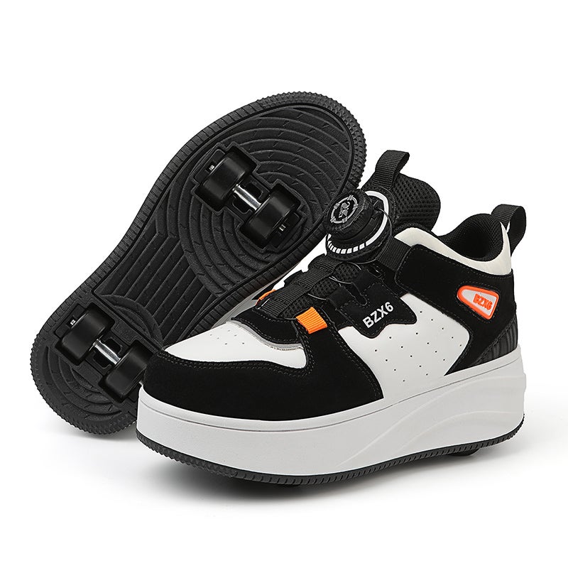 Kids Quad Roller Skate Shoes for Boys and Girls white and black BZX2138