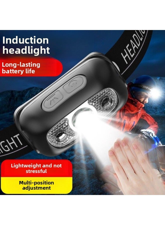 Loquat Strong Light Long Battery Life Rechargeable Outdoor Mountaineering Running Fishing Induction Super Bright Head-mounted Camping Headlight Portable-Color:Orange - Image 1