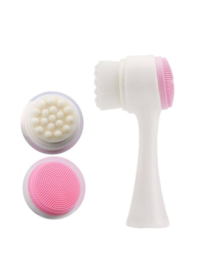 Manual Facial Cleansing Brush, 2-in-1 Skin Care face Brush, Silicone Facial Scrubber Manual Dual Face Wash Brush for Deep Pore Exfoliation Massaging (multi color) 1PCs - Image 1