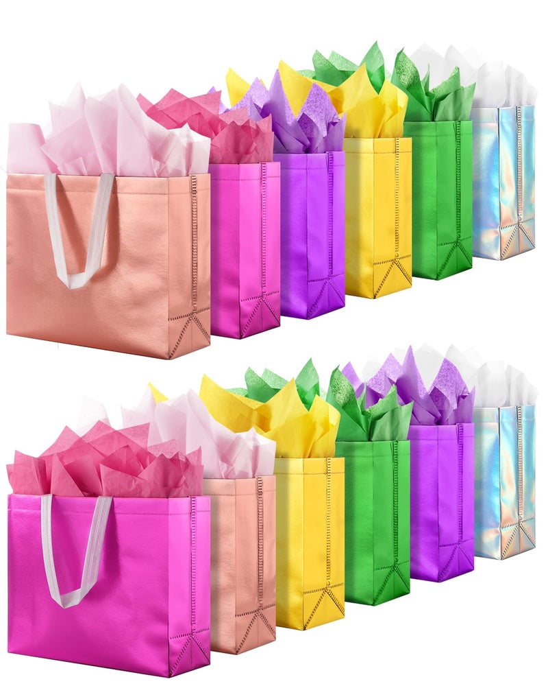 Lzerking Gift Bags with Handles 30 Pack 13x5x11in Includes Tissue Paper Colorful Reusable Gift Bags for Parties, Birthdays, Weddings, Holidays - Image 1