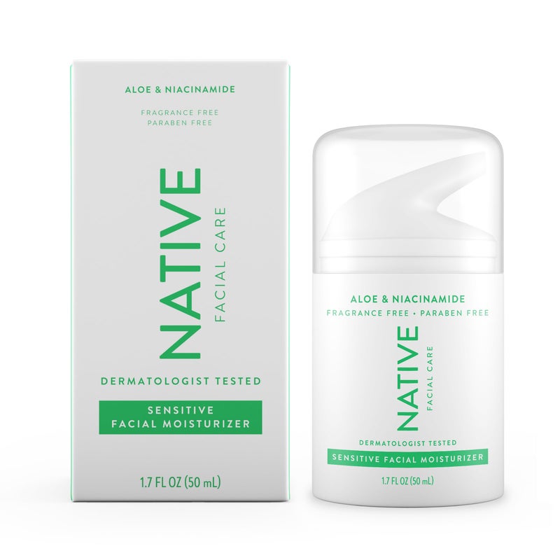 Native Sensitive Daily Facial Moisturizer Gentle Face Lotion Hydrating Cream for Women and Men with Vitamin B3 & Aloe Lightweight Non Greasy Formula - 1.7 fl oz - Image 1