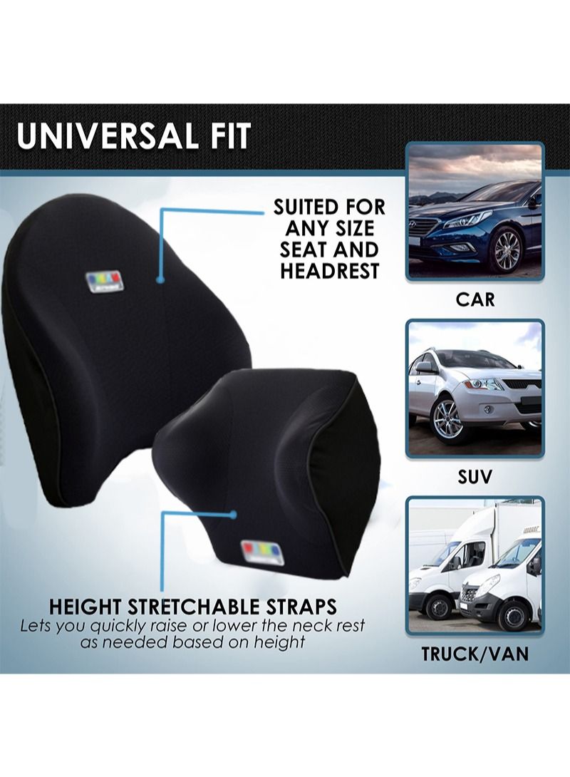 إزدنك دعامة ظهر السيارة داعم للفقرات القطنية طقم وسادة رقبة السيارة والسيارة لتخفيف إجهاد القيادة وسادة رغوة الذاكرة المريحة للسيارة وتريح رقبتك وظهرك - Image 5
