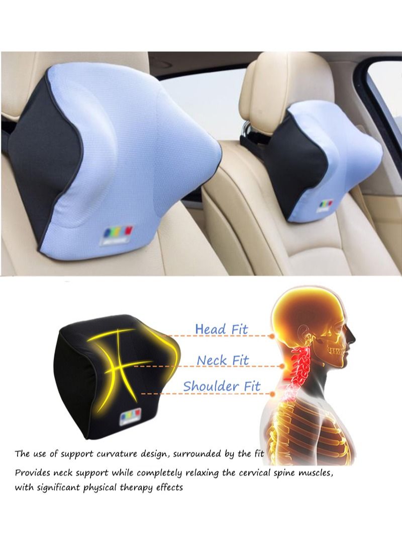 إزدنك دعامة ظهر السيارة داعم للفقرات القطنية طقم وسادة رقبة السيارة والسيارة لتخفيف إجهاد القيادة وسادة رغوة الذاكرة المريحة للسيارة وتريح رقبتك وظهرك - Image 3