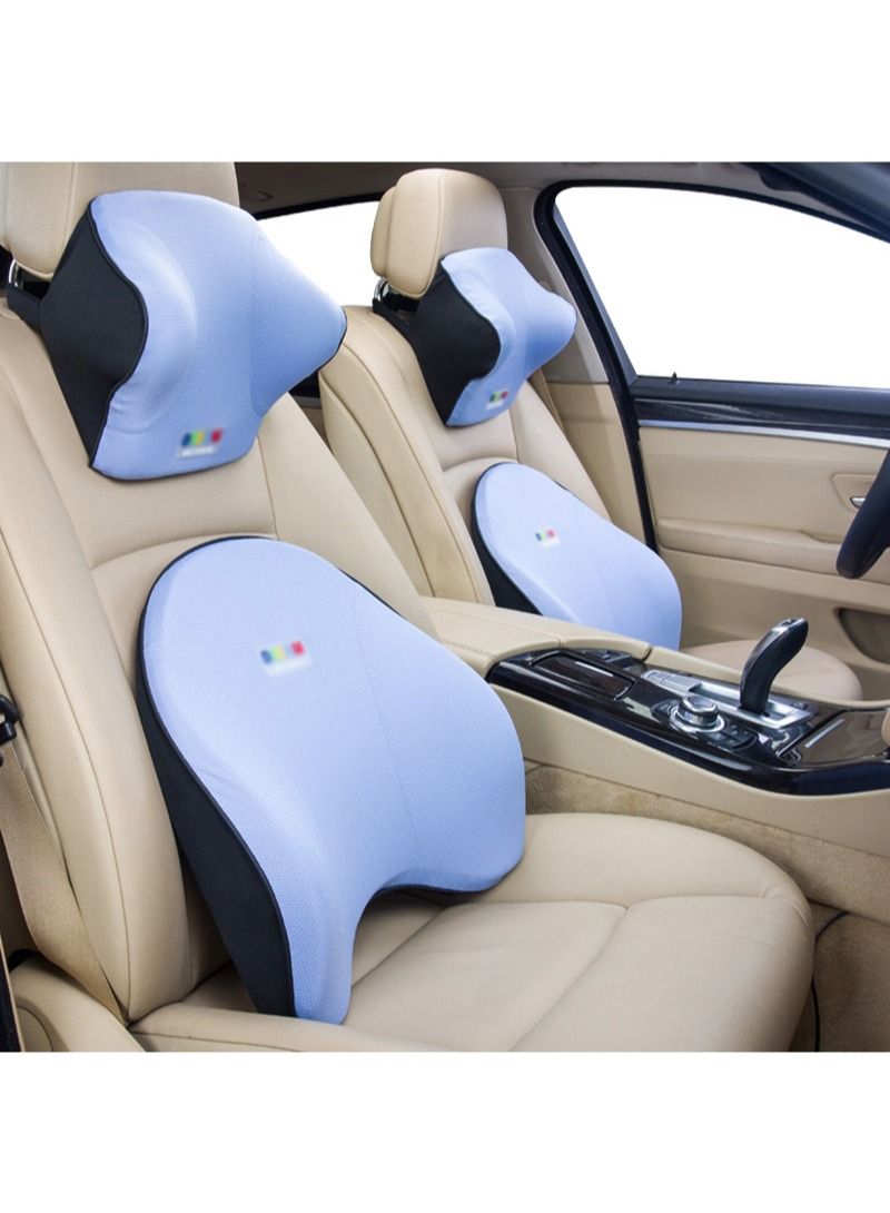 إزدنك دعامة ظهر السيارة داعم للفقرات القطنية طقم وسادة رقبة السيارة والسيارة لتخفيف إجهاد القيادة وسادة رغوة الذاكرة المريحة للسيارة وتريح رقبتك وظهرك - Image 2