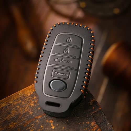 EASYANT Genuine Leather Car Key Fob Cover for Toyota Tundra Sienna Sequoia 2021-2026 Smart Key Protector Shell Case 4 Buttons Black - Image 5