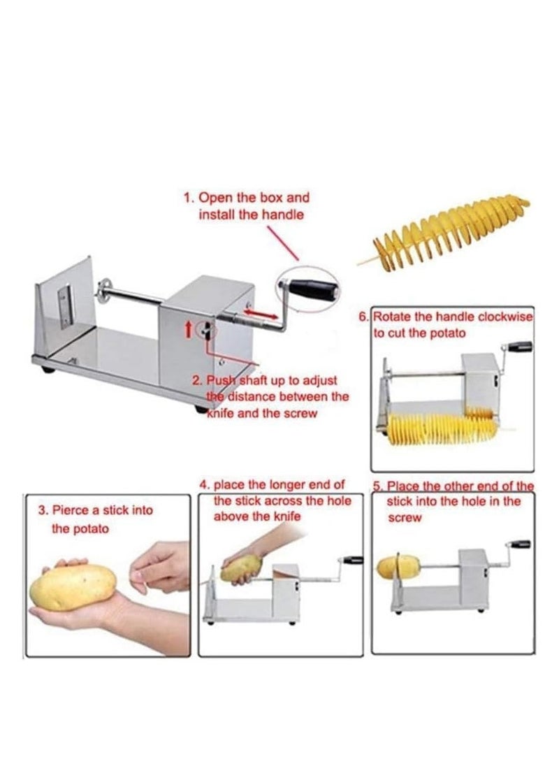 JAJEEK NEW Stainless Steel Manual Spiral Potato Chips Slicer – Tornado Potato Chips Cutter with Vegetable Slicer for Kitchen, Lightweight, Versatile Design for Perfect Spiral Cuts - Image 3
