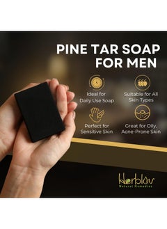 Herblov All Natural Pine Tar Soap Bar 4Oz -Cleansing Anti Acne Eczema Psoriasis Itch Relief Pine Tar Face & Body Wash Cleanser - Pure Goat’S Milk Soap With Oatmeal, Charcoal, Essential Oils Made In Usa  - Image 3