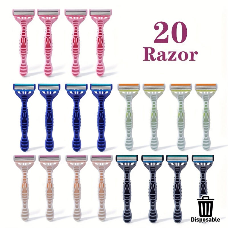 20Pcs Bikini Razor with 6 Layer Stainless Steel Blades - Image 1