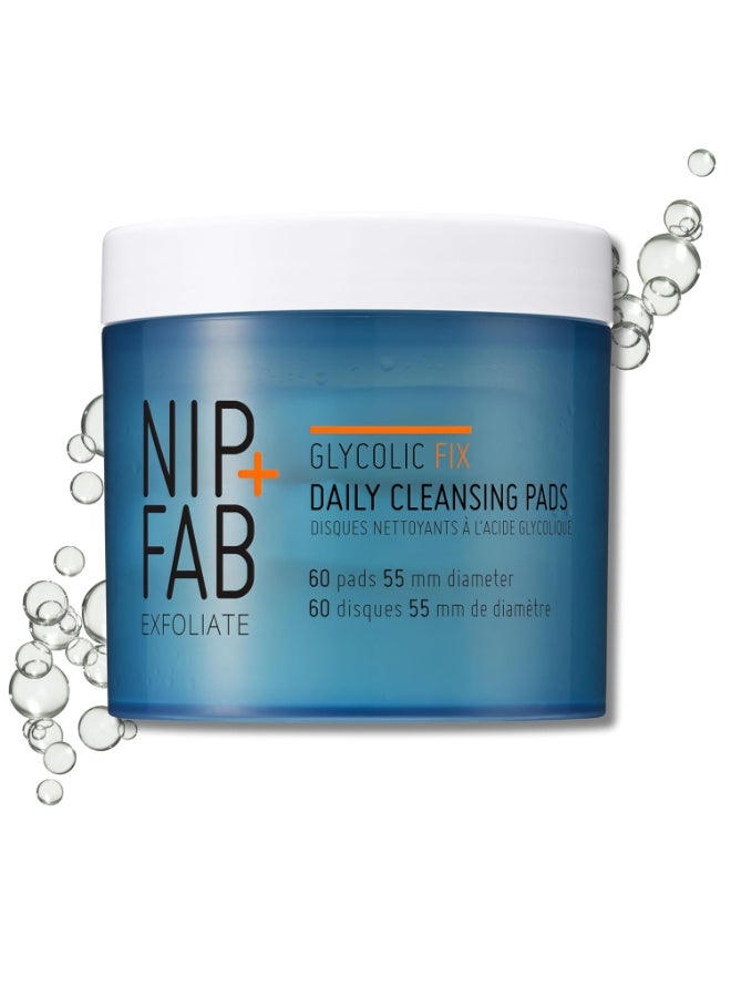 Nip+Fab Glycolic Acid Fix Daily Cleansing Pads for Face with Hyaluronic Acid, Witch Hazel, Exfoliating Resurfacing AHA Facial Cleanser for Exfoliation Even Skin Tone Brighten Skin, 60 Pads - Image 1