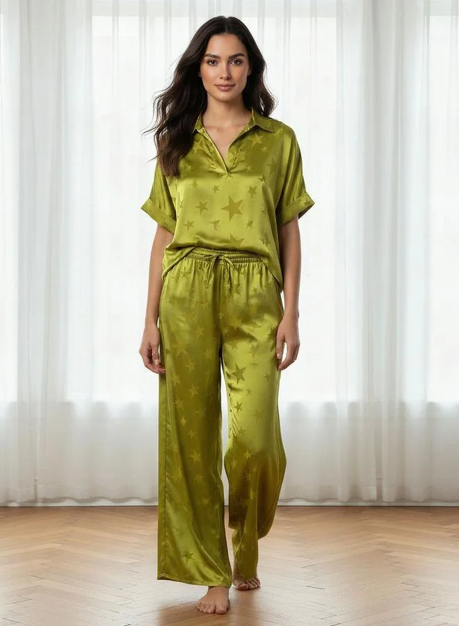 Aadaraya Pyjama Set Top & Wide Leg Bottom