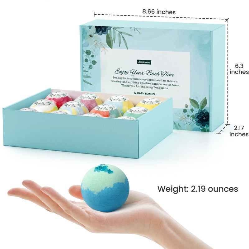 ZenBombs Bath Bombs for Women, 12pcs Handmade Natural Bath Bomb, Stocking Stuffers, Mothers Day Presents for Mom, Bath Bomb with Shea Butter, White Elephant, Valentines Day Gifts for Her and Him - Image 4