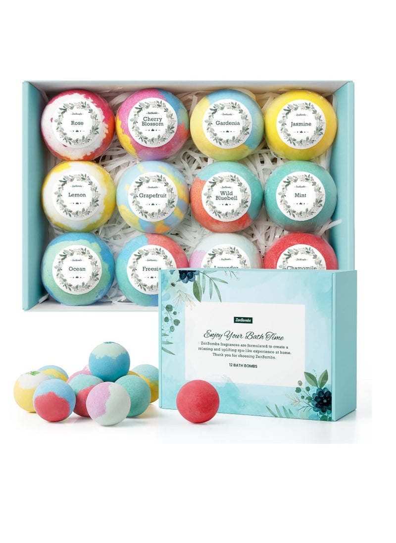 ZenBombs - Bath Bombs for Women, Mothers Day Presents for Mom, 12pcs Handmade Natural Bath Bomb, Bath Bomb with Shea Butter, Amazing Present for Her, Wife, Girlfriend, Mother - Image 1