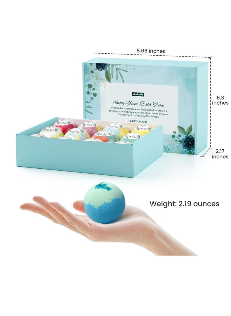 ZenBombs - Bath Bombs for Women, Mothers Day Presents for Mom, 12pcs Handmade Natural Bath Bomb, Bath Bomb with Shea Butter, Amazing Present for Her, Wife, Girlfriend, Mother - Image 1
