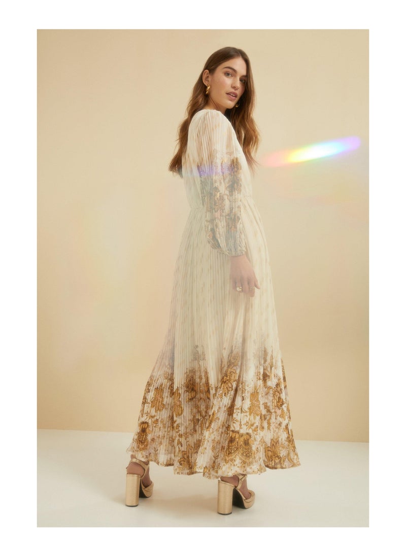 Oasis - Premium Paisley Boho Pleated Maxi Dress - Image 1