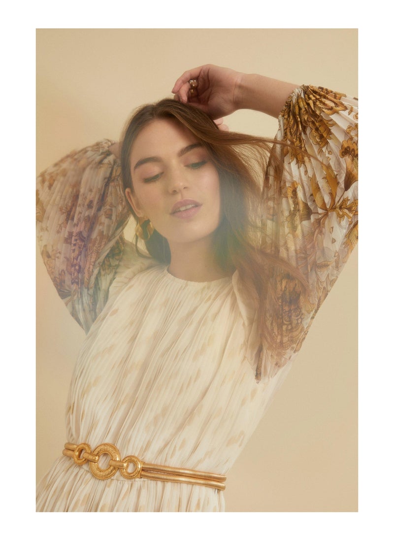Oasis - Premium Paisley Boho Pleated Maxi Dress - Image 1