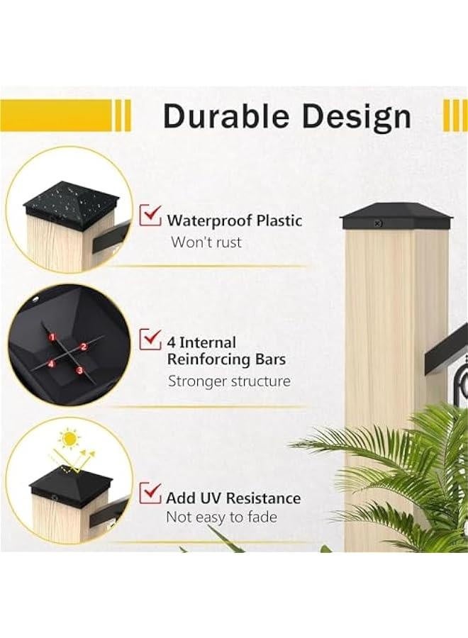 Generic 12 Pcs Plastic Fence Post Caps,4X4 (3.625X3.625) Inch Black Plastic Square Fence Top Caps, Waterproof and UV Resistant Reusable, with 24pcs Screws, Prevent Fence Posts from Cracking (Black) - Image 5