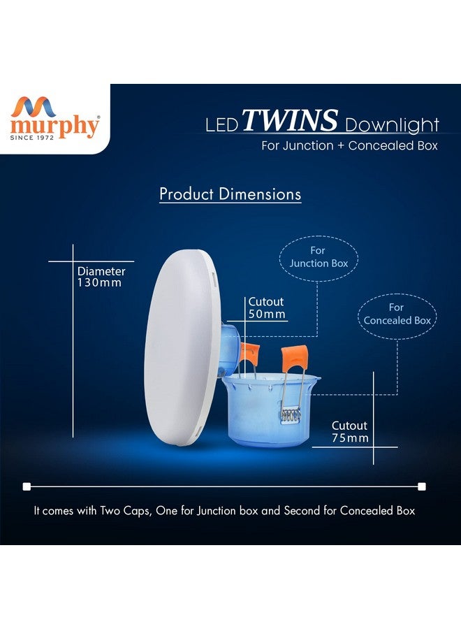 Murphy 2-in-1 12W+12W Double Color Round LED Deep Junction & Concealed Box Light (Cool White+Blue, Pack of 15) - Image 4