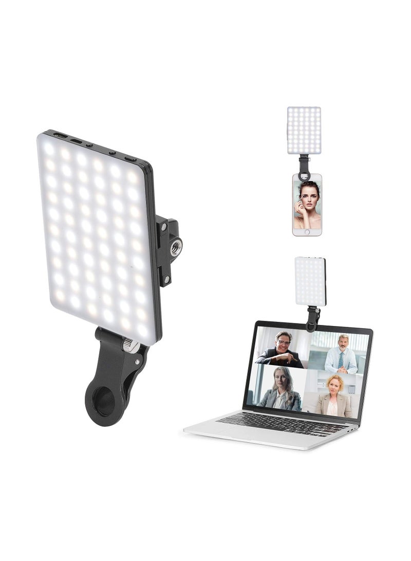 Rechargeable LED Selfie Light with 60 LEDs – Dual Front & Back Clip, 3 Adjustable Light Modes – Portable Light for Phone, Tablet, Laptop, Makeup, TikTok & Video Calls - Image 1