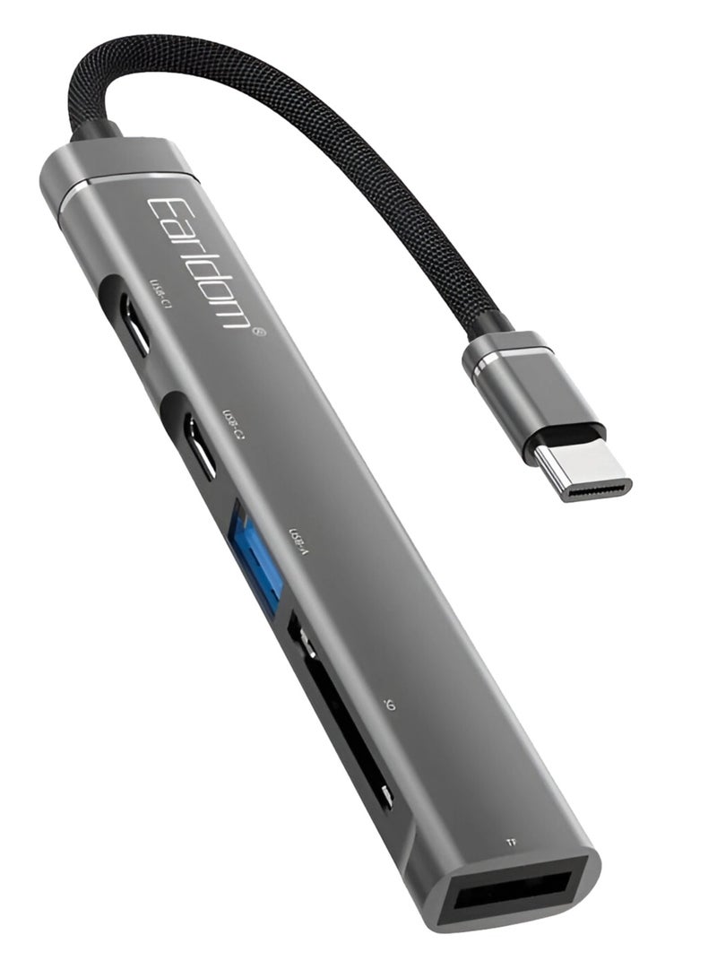 Earldom 5 in 1 adapter docking station USB type-C HUP21 for computer and mobile phone , High quality mini , Multi-port (2 USB type-C, USB 3.0, TF support , SD support) - Image 1