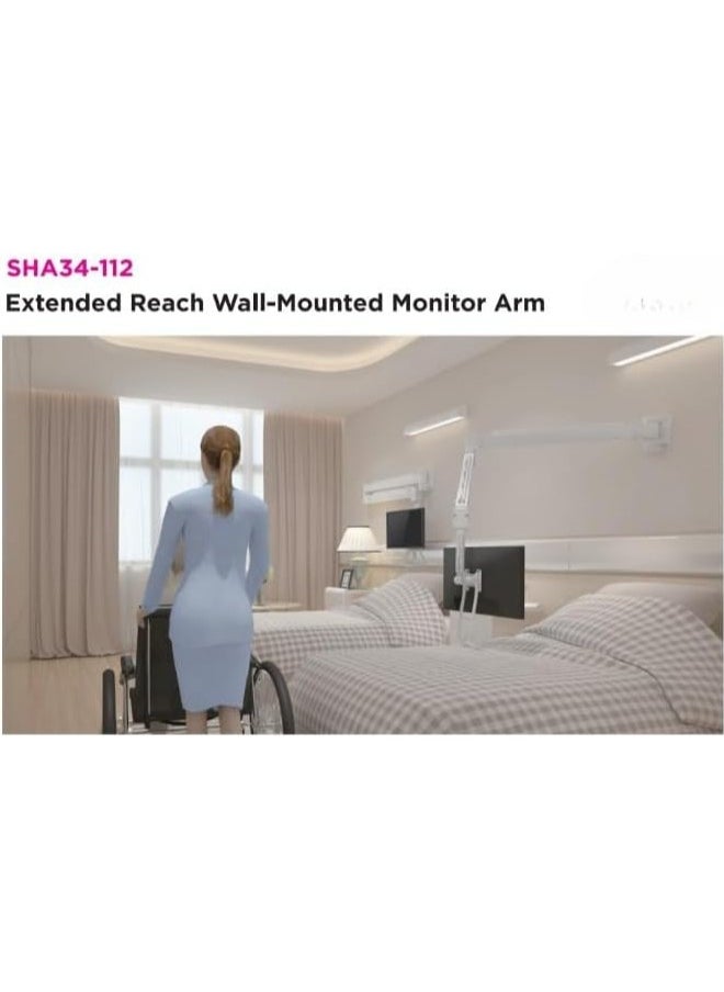 Skill Tech Extra Long Reach Articulated Wall-Mounted Single Monitor Arm - SH34 112.  - Image 2