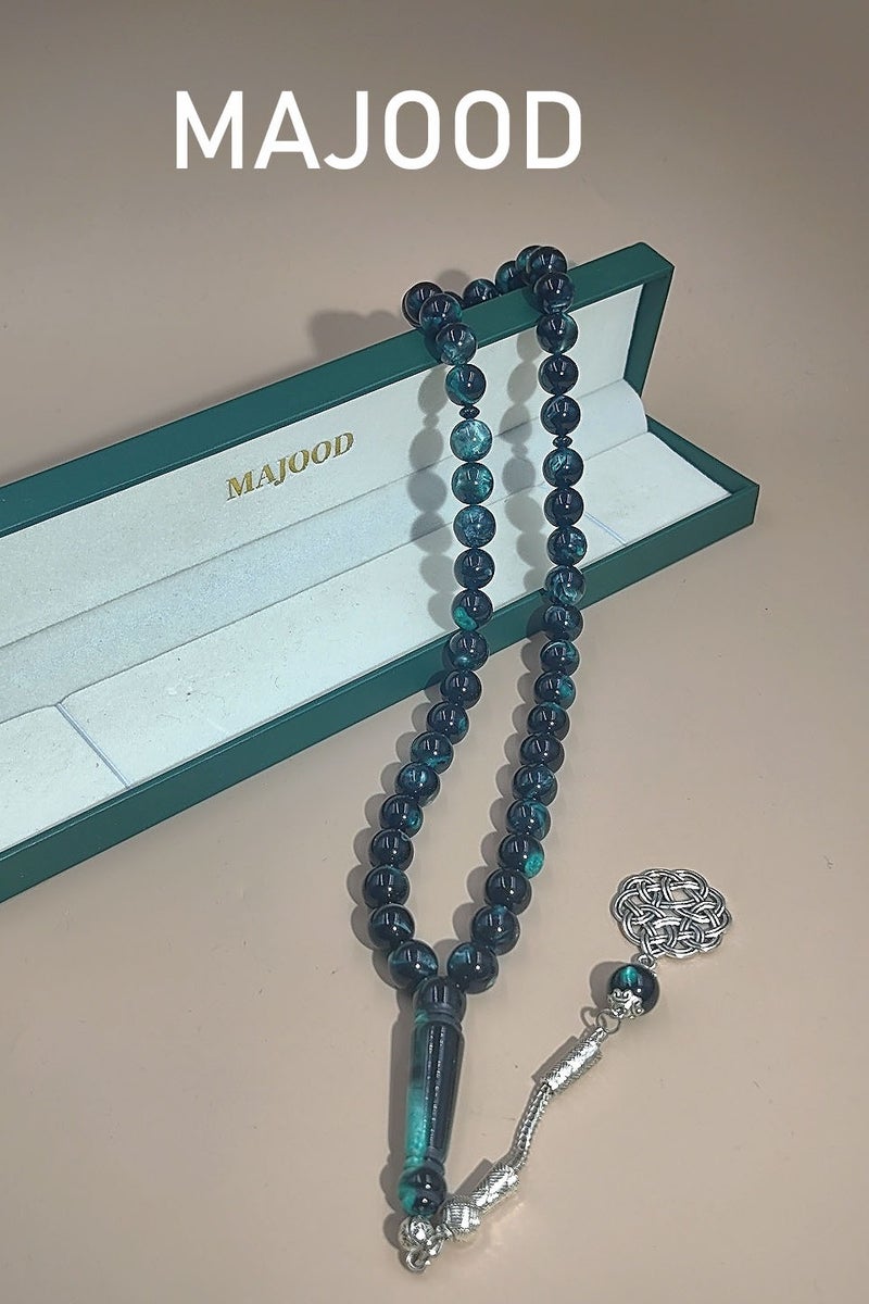 موجود 45 مسبحة صلاة من الراتنج الكهرماني/تسبيح/10 مم/للرجال والنساء - Image 1