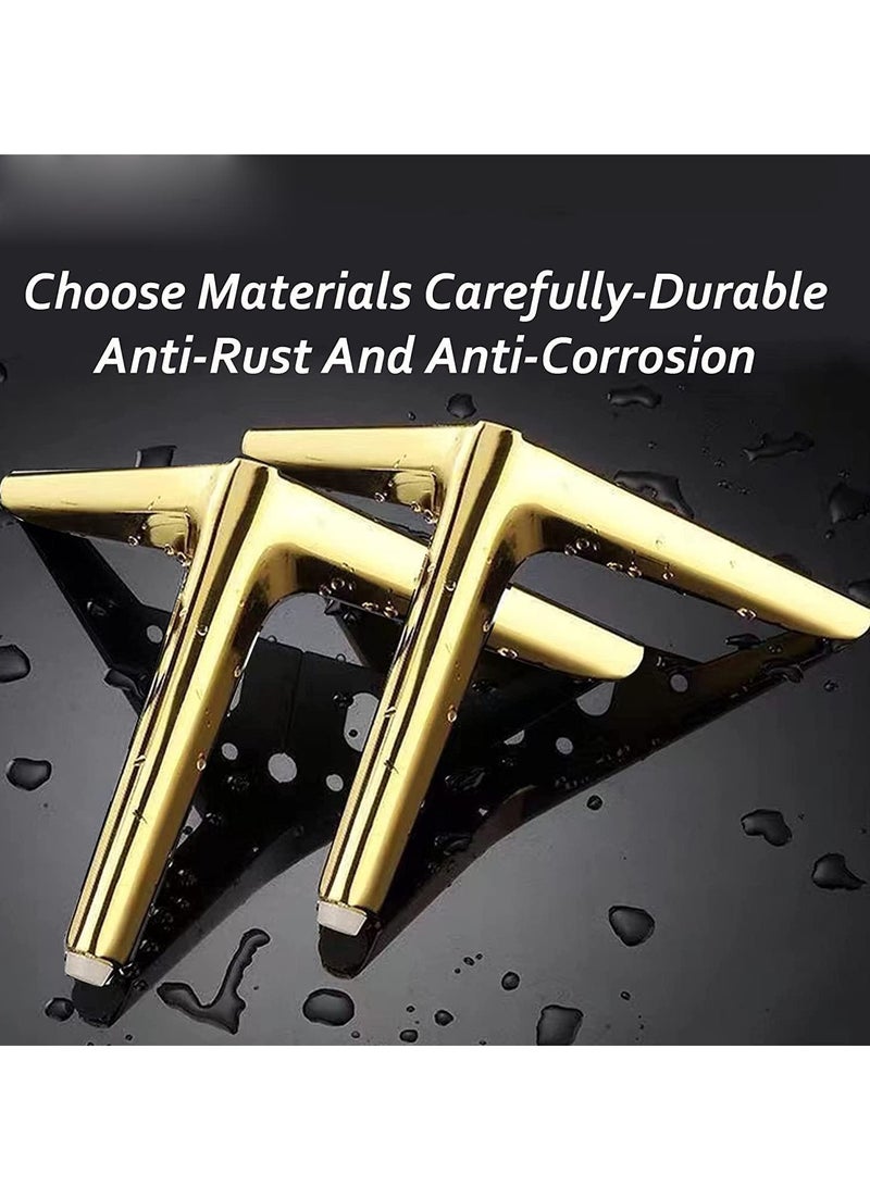 SYOSI Metal Golden Furniture Sofa Legs DIY Replacement Heavy Duty Modern Triangle Steel Feet for Cabinet Dresser TV Stand End Coffee Table Cupboard Couch Bed Chair Armchair Wardrobe Ottoman 5.9inch 15cm  - Image 5