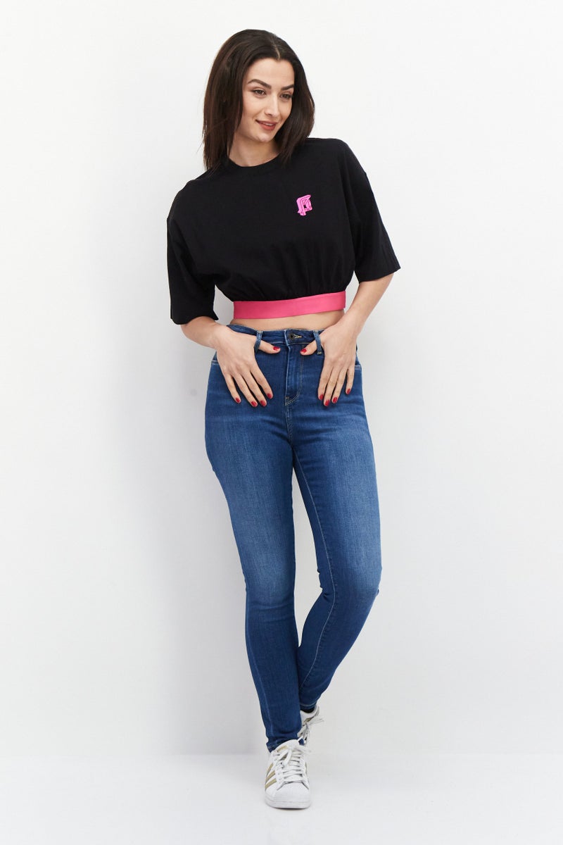 ESPRIT Women Round Neck Short Sleeve Graphic Printed T-Shirt, Black - Image 2