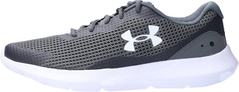 UNDER ARMOUR أحذية الجري للرجال من أندر أرمور سيرج 3 - خفيفة الوزن وقابلة للتنفس، رمادي داكن/أبيض، مقاس 44 EU - Image 3