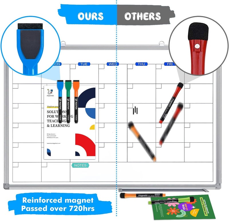 maxtek Whiteboard Pens Magentic, Fine Tip Dry Wipe Pens, Assorted Colours, White Board Markers Erasable with Eraser, Low Odour Thin Whiteboard Pens - Image 3