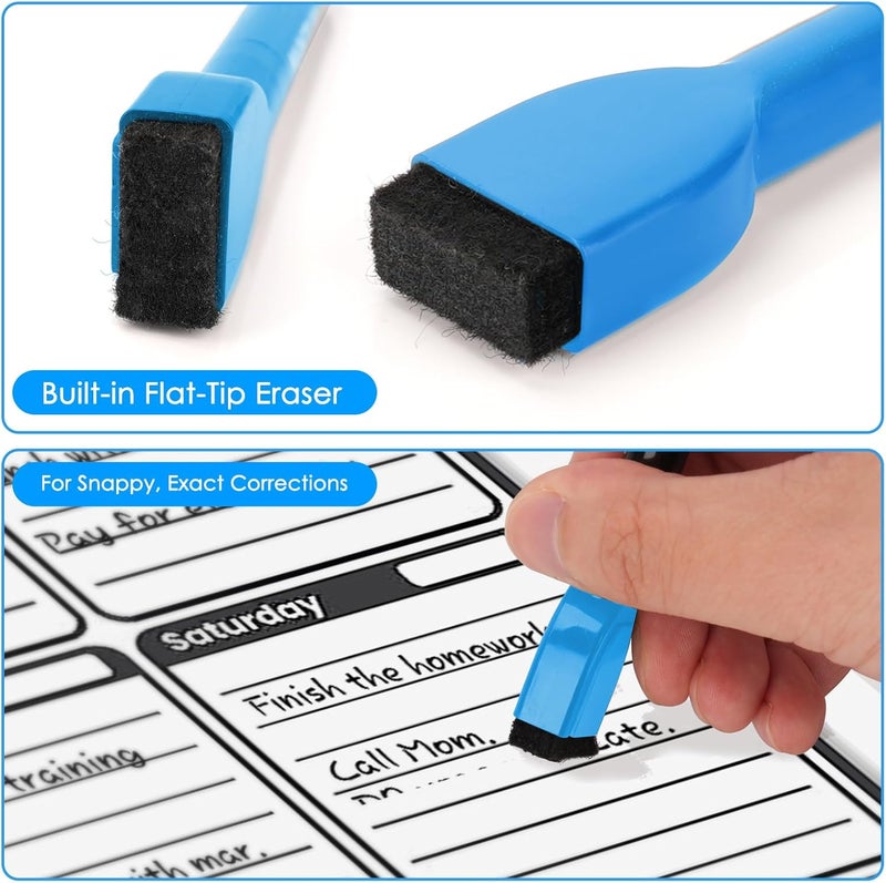 maxtek Whiteboard Pens Magentic, Fine Tip Dry Wipe Pens, Assorted Colours, White Board Markers Erasable with Eraser, Low Odour Thin Whiteboard Pens - Image 4