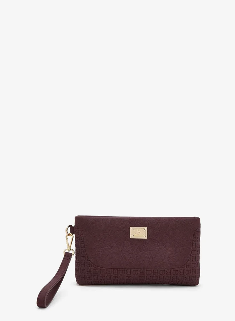 Flora Bella By Shoexpress BURGUNDY Embossed Clutch With Detachable Handle for Women | Best Price UAE