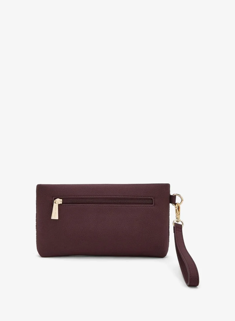 Flora Bella By Shoexpress BURGUNDY Embossed Clutch With Detachable Handle for Women | Best Price UAE
