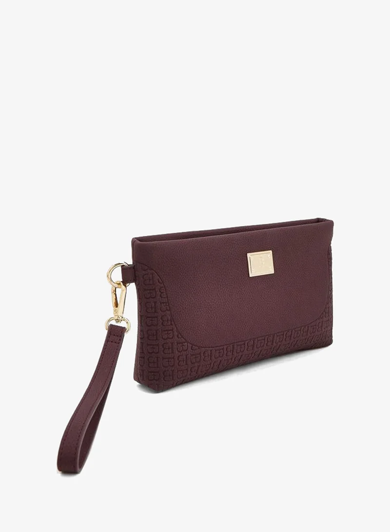 Flora Bella By Shoexpress BURGUNDY Embossed Clutch With Detachable Handle for Women | Best Price UAE