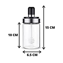 TORIOX Transparent Glass Bottle With Dipper Stick Spoon 250 Ml Honey Dispenser, Honey Storage Glass Container With Dipper Spoon for Home, Small Honey Jar Bottle for Kitchen - Image 2