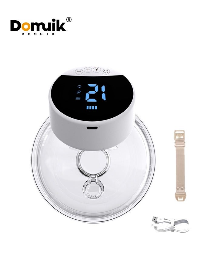 DOMUIK Electric Wearable Breast Pump Low Noise & Hands-Free Anti-Overflow Breast Pump with 3 Modes 9 Levels, Pouring Easy Rechargeable Single Milk Extractor with Massage Milk Extractor Mode  - Image 1
