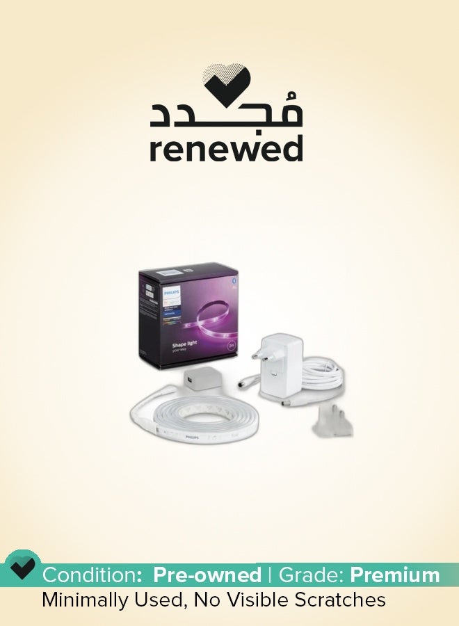 Philips hue Renewed - PHILIPS 929002269105 Hue UAE Lightstrip Plus V4 APR 2M Base Kit White and Colour Ambiance Bluetooth & Zigbee compatible Hue Bridge Optional, Works with Alexa & Google Assistant - Image 1