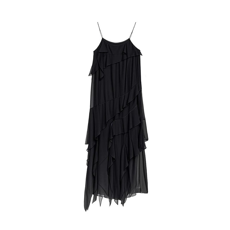 Custom Mulberry Silk Lightweight Flowy Bias-cut Camisole Dress with Ruffle Hem, Fairy Ocean Wave Set - Image 5