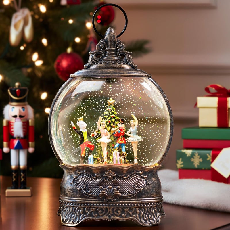 Kirschblüte 12.1" Christmas Snow Globe Lantern with Nutcracker Ballet Decor, Musical Snow Globe, Indoor Home Christmas Decor, Battery or USB Powered, Holiday Decor Gift Christmas Water Lantern - Image 1